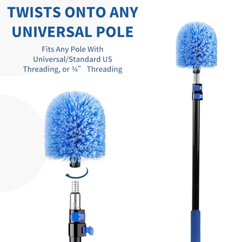 Cobweb Duster Head Attachment for 3/4 Inch Threaded Pole, Blue