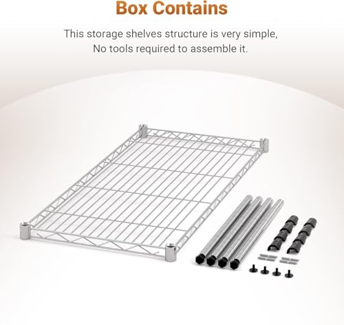 1-Tier Steel Wire Shelving Unit Organizer, 30-Inch Wide, 2-Pack