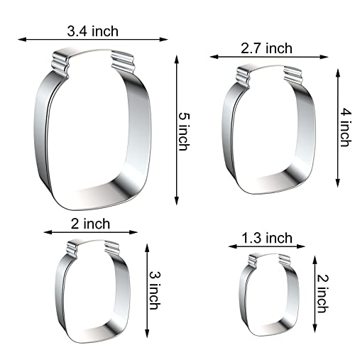 Stainless Steel Mason Jar Cookie Cutter Set - 4 Sizes for Baking & Decor