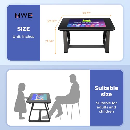 QIXZOCV 32 Inch Touchscreen Interactive Game Table - Detachable Android 13, 8+128GB