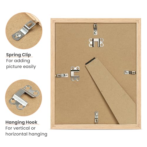 Natural Solid Wood 8x10 Picture Frame with 5x7 Mat for Wall or Tabletop