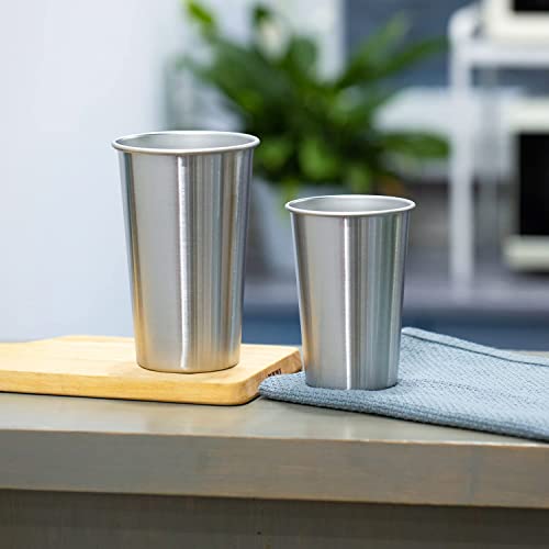 8 Pack 24oz Stainless Steel Pint Cups - Unbreakable Stackable Metal Glasses
