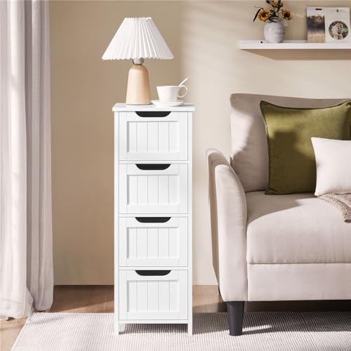 Slim 4-Drawer Bathroom Storage Cabinet, 12-Inch Wide Freestanding Organizer