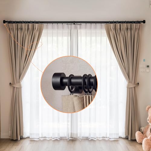 4 Pack Metal Curtain Rod Finials, Black End Caps for 1/4"-20 Threaded Rods