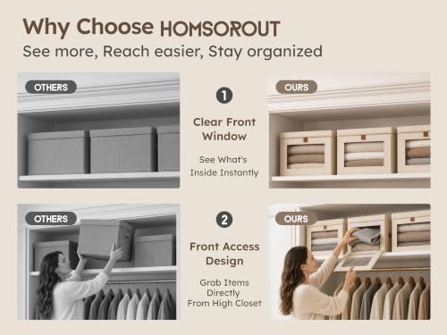 Large Closet Storage Organizer Bins with Lids and Window 2 Pack