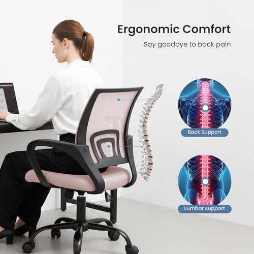 Ergonomic Mid-Back Mesh Office Chair with Lumbar Support and Rocking Mode