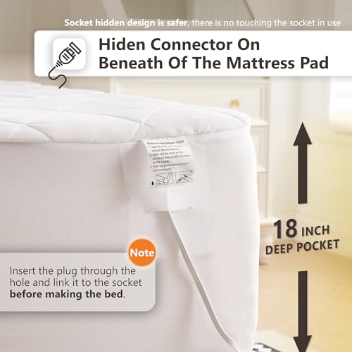 Heated Mattress Pad Queen Size with 10 Heat Settings & Dual Control