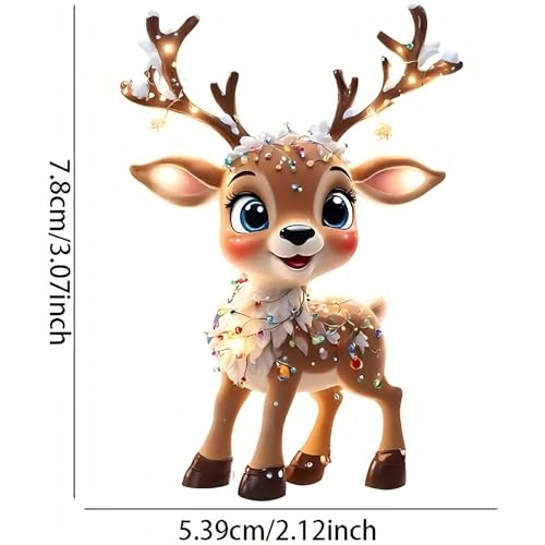 5 PCS Christmas Elk Acrylic Hanging Ornaments - 3.07 x 2.12 Inches, Transparent Holiday Decor