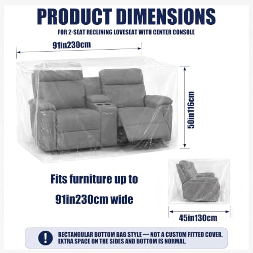 Clear Plastic Loveseat Cover, 91 W x 45 D x 50 H, 4 Mil PE