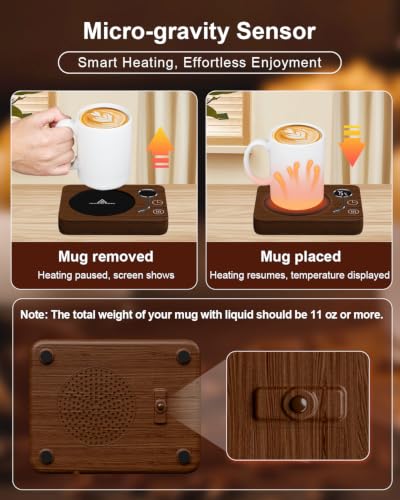CEROBEAR DS1209 Vintage Phonograph Coffee Mug Warmer with 3 Temperatures & Auto Shut Off