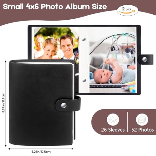 Small Photo Album 4x6 Set - 2 Pack Portable Mini Photo Book, 104 Photos