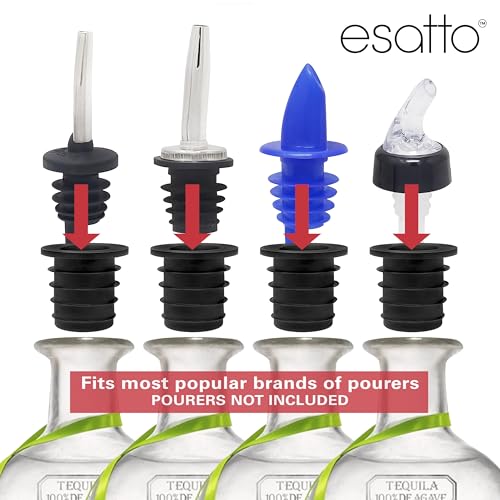 Esatto Liquor Pourer Adapters 6 Pack for Oversized Bottles - Fits Wide-Neck Spirit Handles