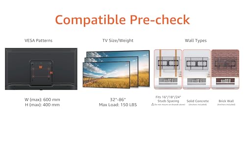 Low Profile TV Wall Mount Bracket for 37 to 86 Inch Flat Screen TVs