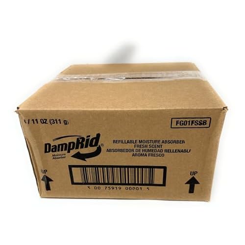 DampRid Refillable Moisture Absorber, 10.5 oz. Cups, 4 Pack, Fresh Scent, Traps Moisture for Fresher, Cleaner Air, No Electricity Required, Lasts Up To 60 Days