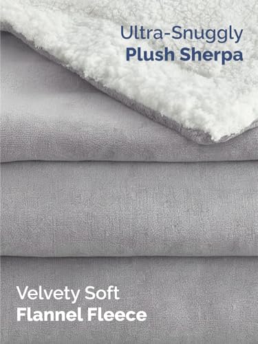 CGK Unlimited Twin Sherpa Fleece Blanket - Reversible Plush Soft Grey 60x80