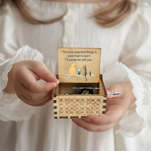Handcrafted Wooden Music Box - Funny Bear Design - Keepsake Friendship Gift