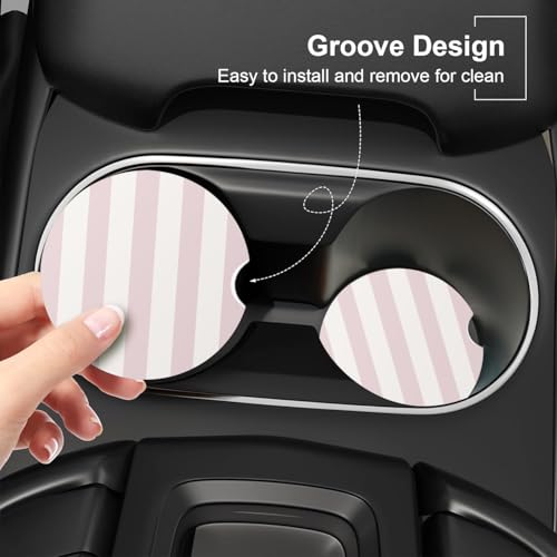 Absorbent Ceramic Car Coasters - 2 Pack Cute Aesthetic Cup Holder Inserts
