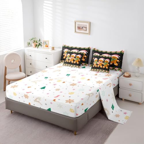 Feelyou Black Brown Christmas Twin Comforter Set with Sheets 7P Kids Bedding