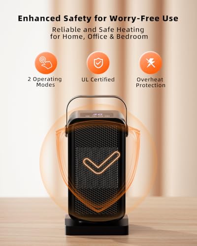 Portable Electric Space Heater with Timer and Overheat Protection