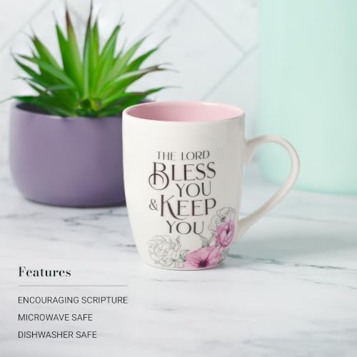 Christian Art Gifts 12 oz Pink Floral May the Lord Bless You Mug