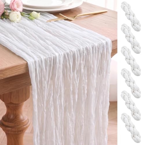 Wokceer 6 Pack Ivory Cheesecloth Table Runner 17x108 Inches for Elegant Dining