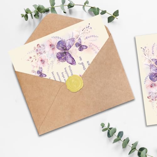 Floral Butterfly Birthday Card for Friend - Premium 300gsm Cardstock