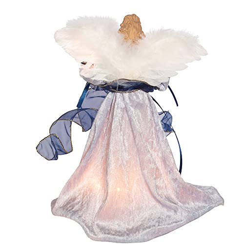 12-Inch Delft Blue & Gold Angel Tree Topper with 10 UL Lights