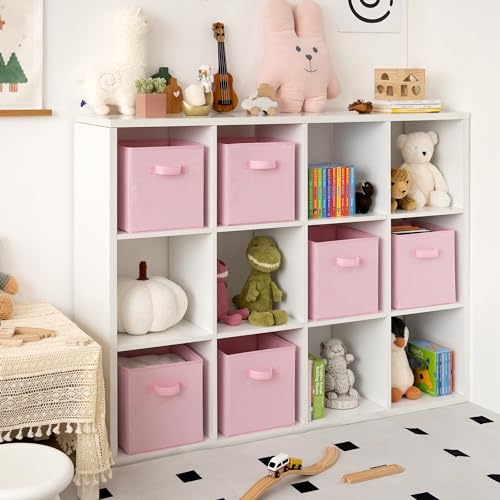 Pink 11-Inch Cube Storage Bins 6-Pack Collapsible Organizer Baskets
