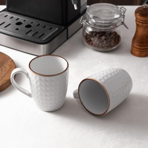 White 6-Pack Eden Coffee Mug Set 12oz Ceramic Stoneware Cups by Famiware