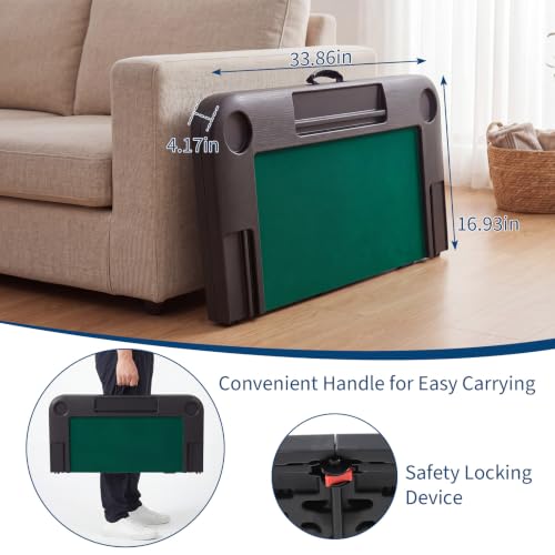 34-inch Folding Game Table with Felt Mat, 4 Cup Holders and Chip Trays