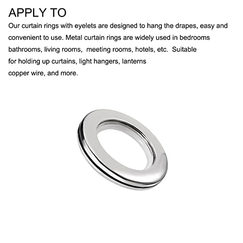 Plastic Curtain Grommets 1.5 Inch Inner Diameter, Silver Tone - 6 Pack