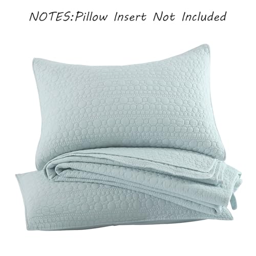 Aqua Blue Queen Quilt Set - 3-Piece Pre-Washed Microfiber Bedspread