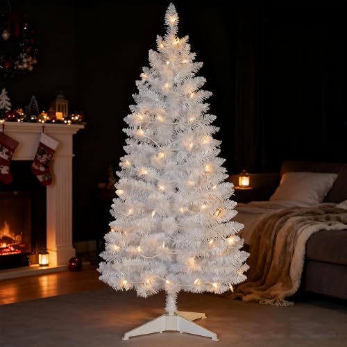 4ft Pre-Lit White Artificial Christmas Tree with Warm White Lights