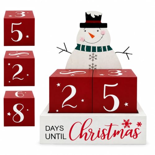 Eternhome Wooden Christmas Countdown Calendar Snowman Farmhouse Decor