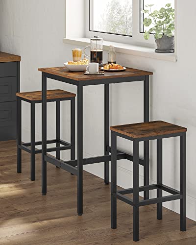 Square Bar Table, Rustic Brown High Top Dining Table for Small Spaces