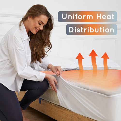 Electric Heated Mattress Pad - Full Size Sherpa Fleece, 4 Heat Levels, 10-Hour Auto Off