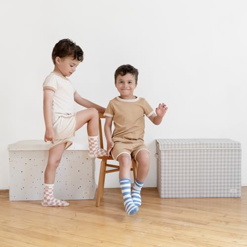 Extra Large Recycled Fabric Toy Chest with Lid, Collapsible Storage Bin