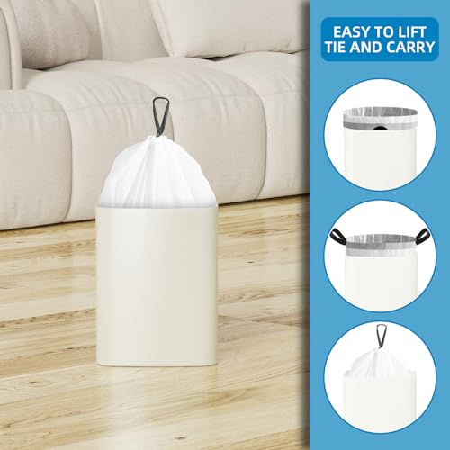 1.6 Gallon Small Drawstring Trash Bags - 120 Count White Bin Liners