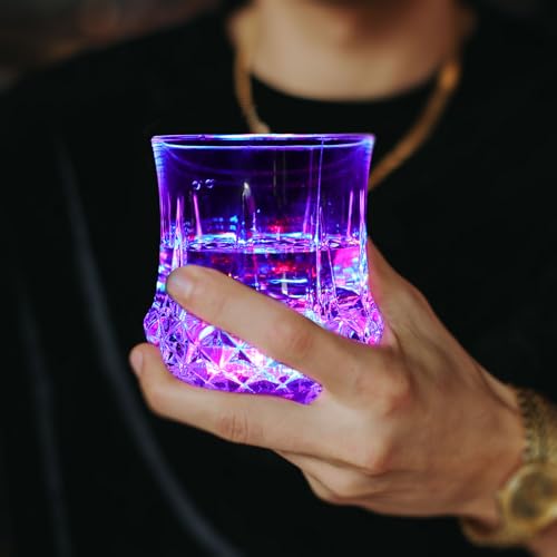 ENUOLI 2 Pack Flash Light Up Cups - Liquid Activated Multicolor LED Glasses for Parties & Events - Shot Cups Included