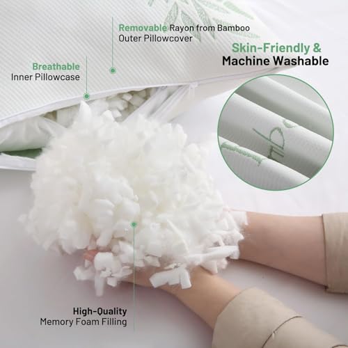 Memory Foam Body Pillow for Side Sleepers - Adjustable Firmness 20x54 Inch