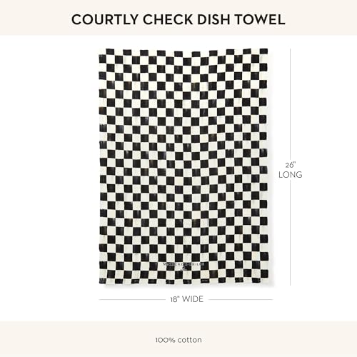 Black and White Checkered Cotton Kitchen Dish Towel, 18" x 26"