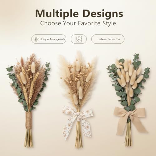 355-Piece Dried Pampas Grass Bouquet Set, 17-Inch Dried Floral Arrangement