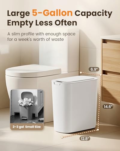 5 Gallon Automatic Motion Sensor Trash Can, Slim Touchless Garbage Bin with Lid
