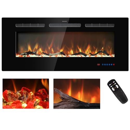 42-Inch Electric Fireplace Insert Recessed and Wall Mounted Heater