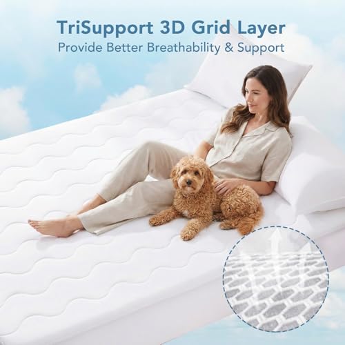 Instant Cool Waterproof Mattress Pad Queen Size - 4-Layer Breathable Protector for Hot Sleepers