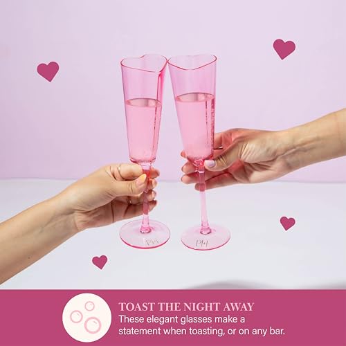 Paris Hilton Pink Heart-Shaped Champagne Flute Gift Set - 2-Piece, 5.5oz