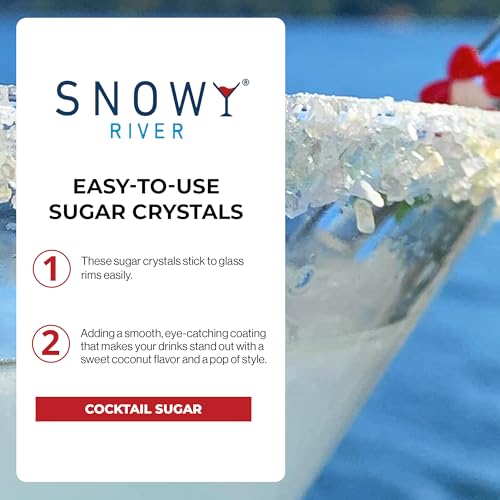 Snowy River Coconut Cocktail Sugar - All-Natural Rimming Sugar for Drinks & Desserts - Vibrant Colors & Gourmet Flavor - 3oz