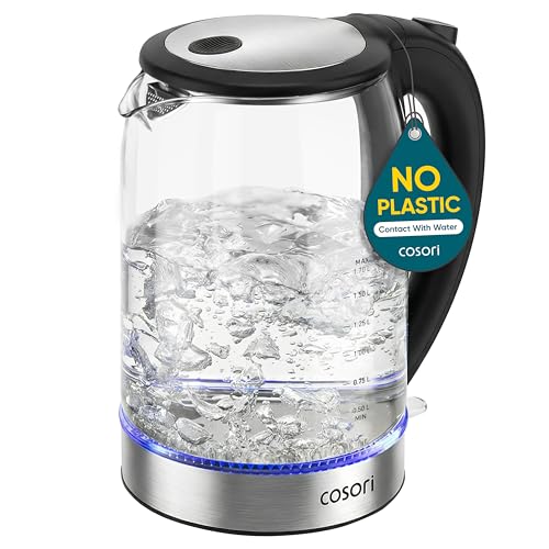 1.7L Glass Electric Kettle - 1500W Fast Boil Hot Water Boiler (Black)