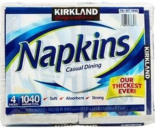 Kirkland Signature Casual Dining Napkins - 1040 Count in 4 Convenient Packs for Everyday Use