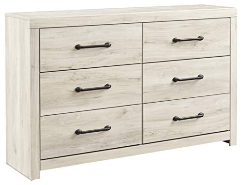 6-Drawer Farmhouse Dresser in White Wood, 59-Inch Bedroom Storage